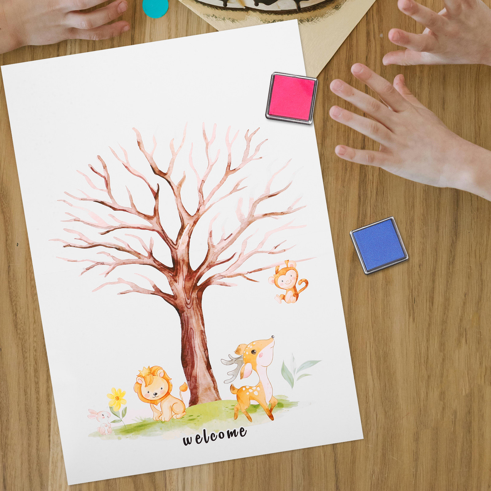 Book Party Games - 1セットの指紋ツリーゲストブック、性別発表デコレーションパック、楽しいインタラクティブ投票ゲーム、ベビーシャワーパーティーの装飾に最適です。