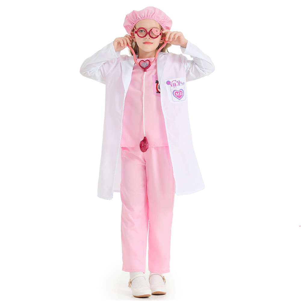 Kids Party Games - 3 色ユニセックスキッズハロウィンナースドクター衣装子供手術着コスプレカーニバル Purim ロールプレイングゲームパーティードレス