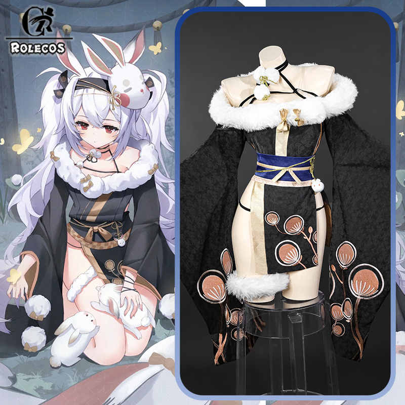 Party Games Bunny - ROLECOS ゲームアズールレーン HMS ラフィーコスプレ衣装女性バニーチャイナドレスセクシーでエレガントなハロウィンパーティーロールプレイ衣装