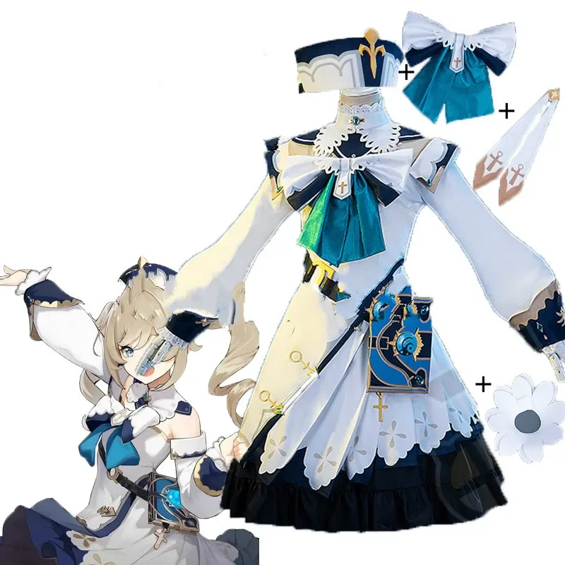 Book Party Games - ロールプレイング制服原神インパクトバーバラコスプレ衣装ドレスゲーム制服ブック女性ハロウィンパーティー衣装