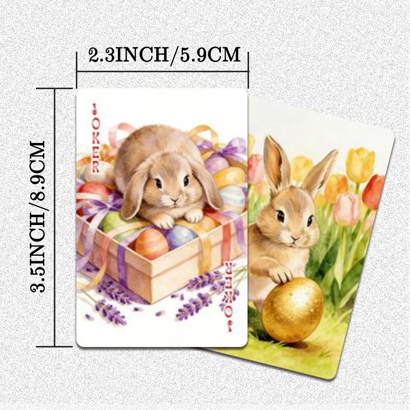 Party Games Bunny - 大人用標準トランプカード54枚、カナスタ用トランプカード、ファミリーゲームナイト、バニーとゴールデンエッグ付きパーティーゲーム用トランプカード