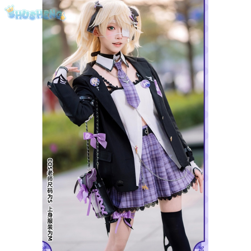 Party Games Shop - フィッシュル コスプレ衣装 ゲーム原神インパクト メイス コーヒーショップ JK制服