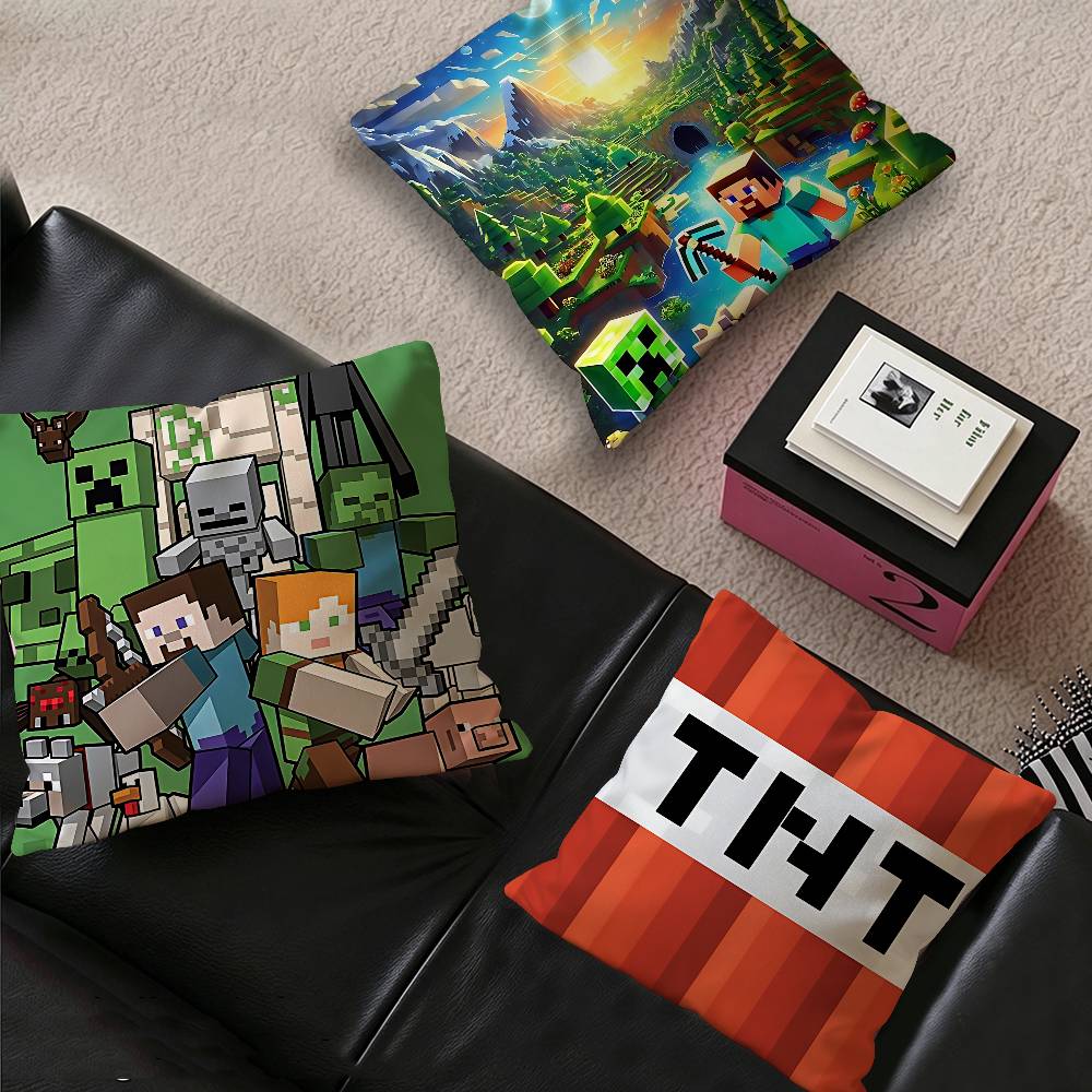 Party Games Minecraft - ゲームM-Minecraftes クールなパーソナライズされた枕カバー 子供の寝室用 ワイルドパーティー装飾枕カバー 子供の誕生日プレゼント