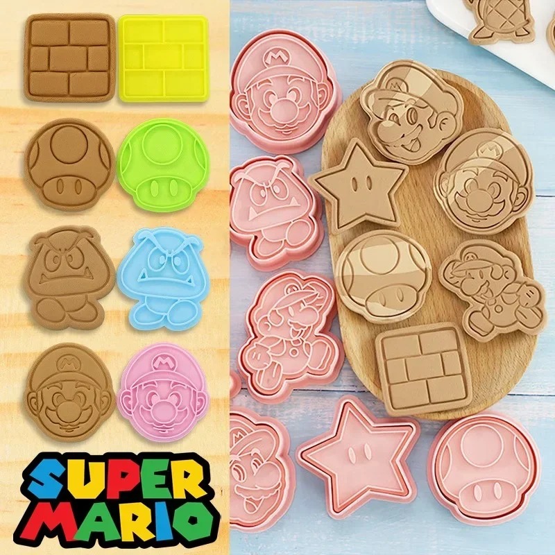 Party Games Mario - スーパーマリオブラザーズクッキーカッタースタンプアニメビスケットプレス型ペストリーベーキングDIYケーキアクセサリーかわいいゲームパーティーキッチンツール