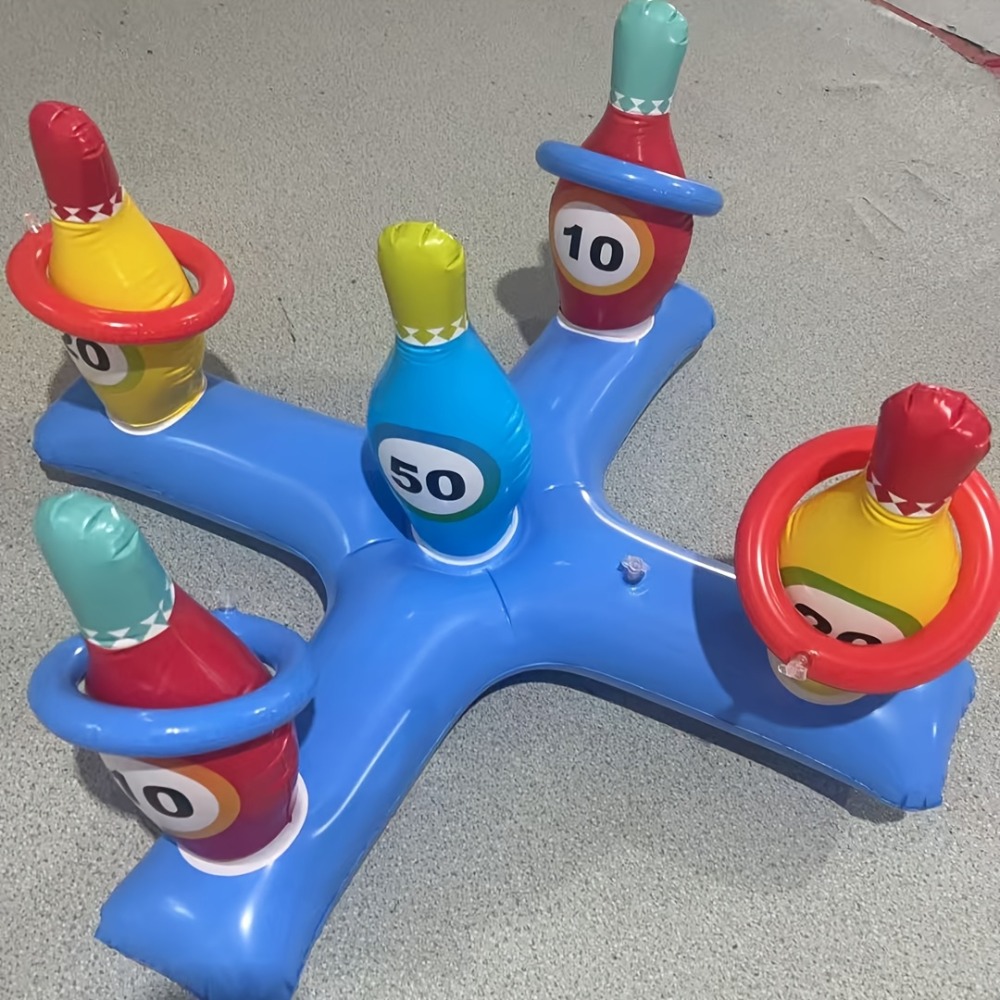 Party Games Crossplay - インフレータブルクロスボウリングボトルリングトスゲームセット子供用投げ輪おもちゃ屋内屋外プール水遊びインタラクティブパーティーゲーム