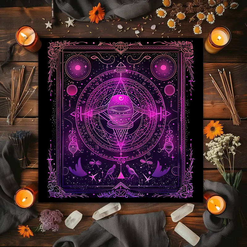 Party Games Mystery - 1PC タロットカードテーブルクロス、神秘的なルーン占星術テーブルクロス、魔術小屋装飾カードゲームテーブルクロス