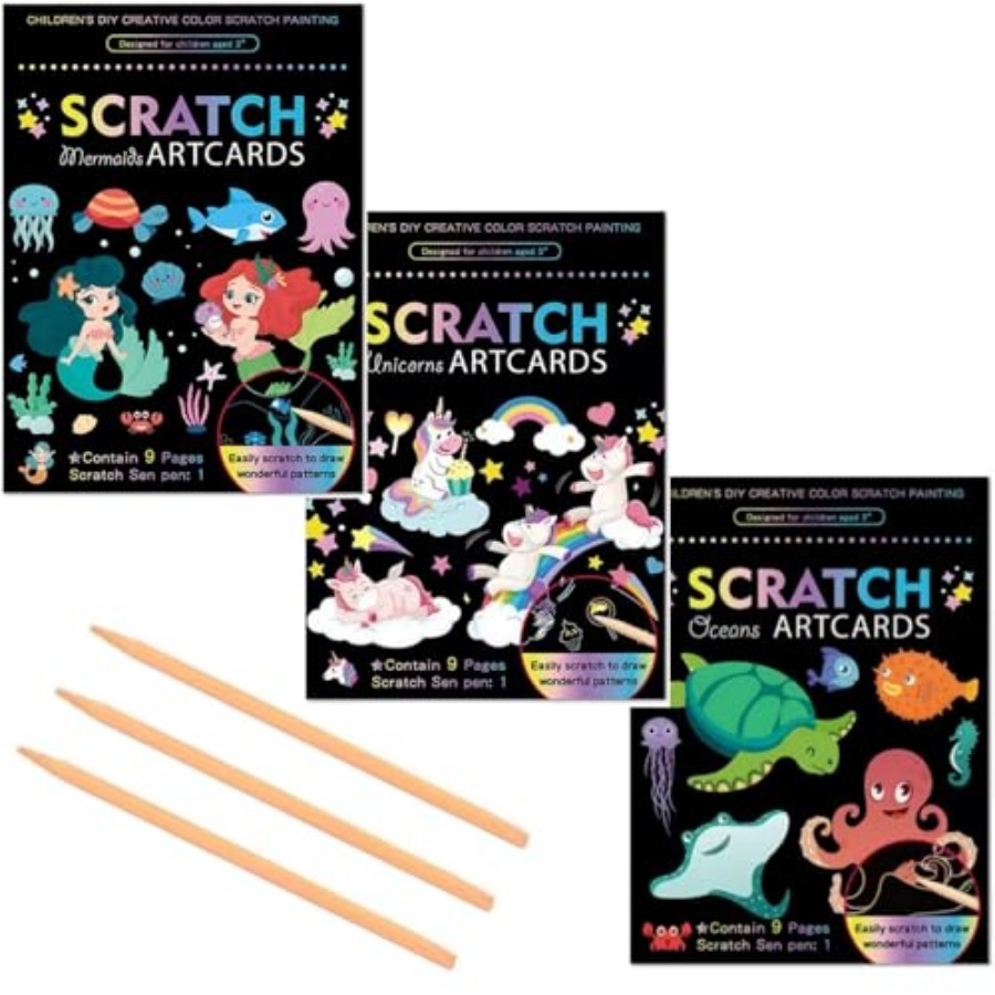 3セットマジックスクラッチペーパーアート、カラフルなマジック - Book Party Games のレビューと価格