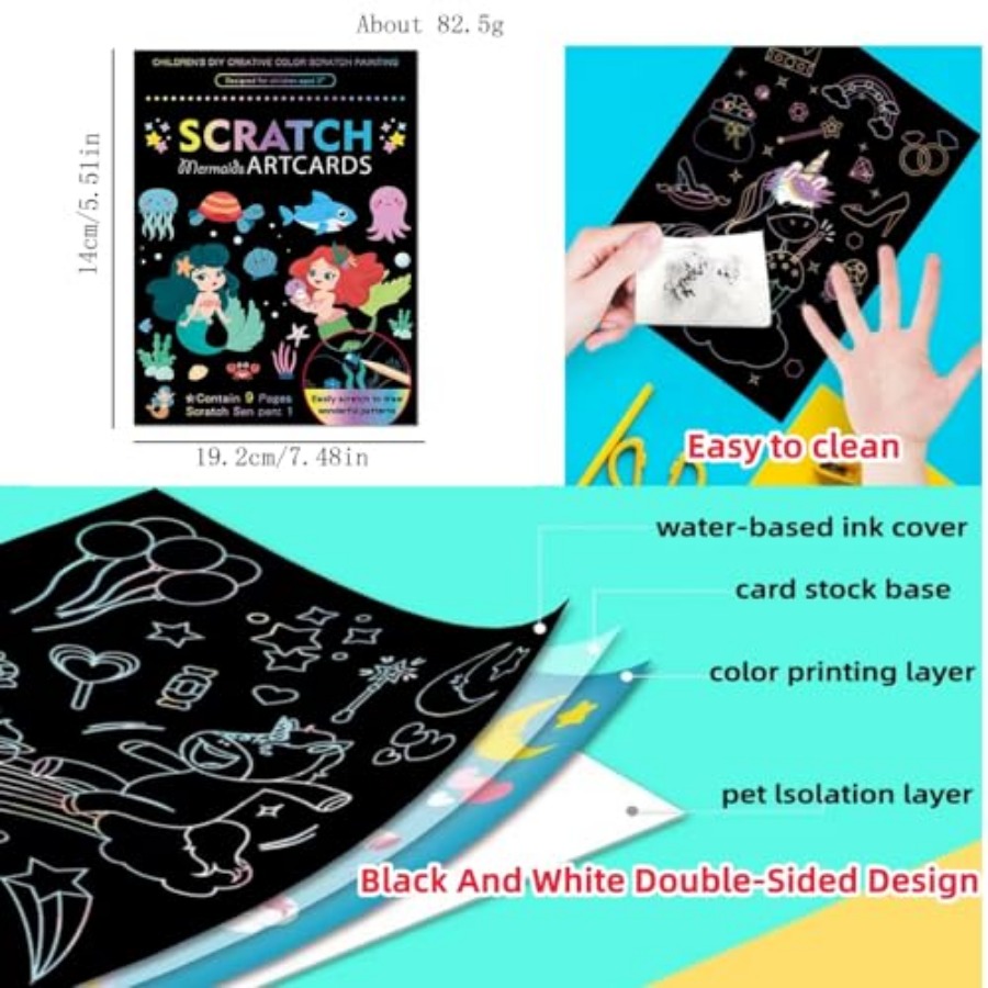 3セットマジックスクラッチペーパーアート、カラフルなマジック - Book Party Games のレビューと価格