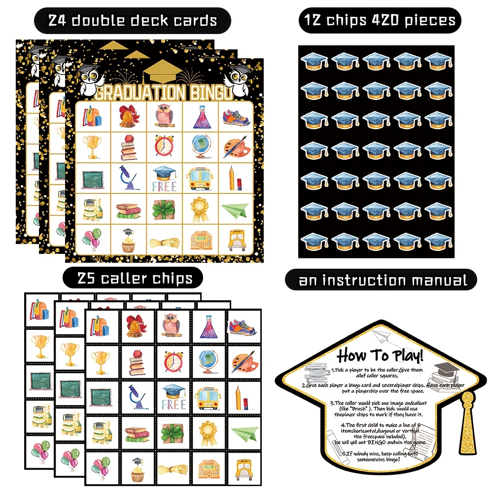 2026年 ブラックゴールド卒業祝いビンゴゲームセット 24 - Party Games College のレビューと価格