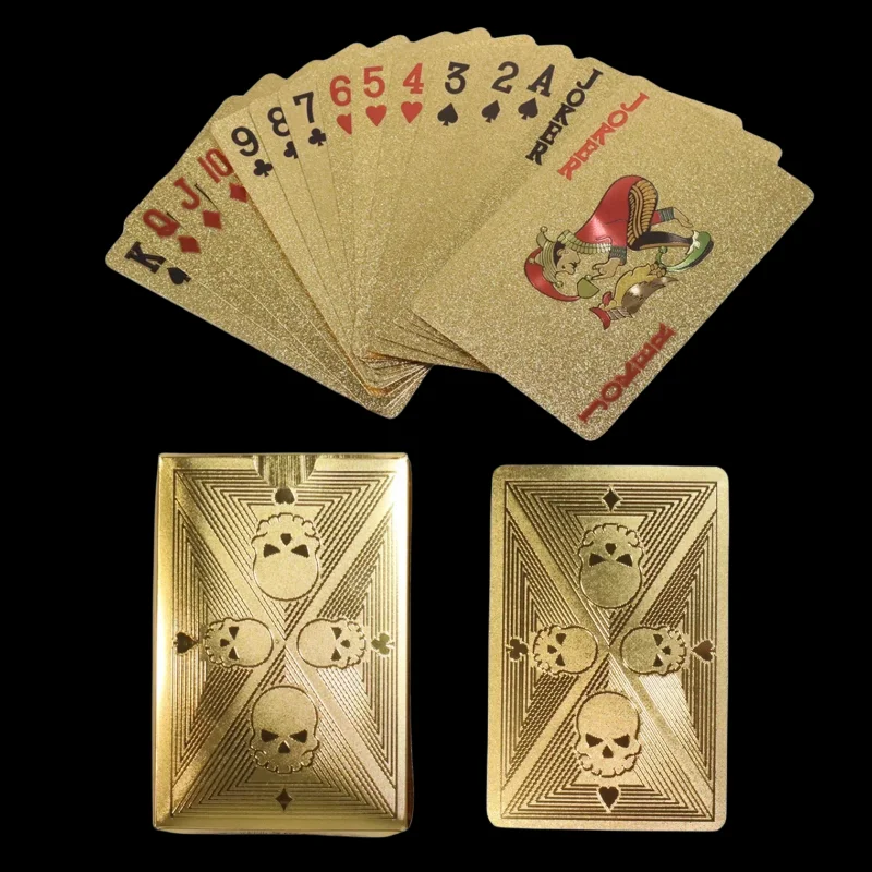 ポーカーカード金箔スカル,防水,PVC,プラスチック,ギャン - Party Games Using Cards のレビューと価格