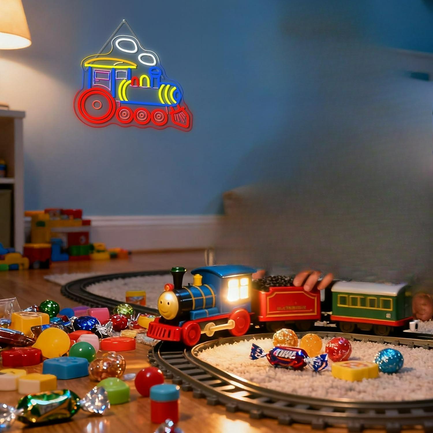 電車ネオンサイン機関車LEDネオンサイン壁飾りショップバーパ - Party Games Shop のレビューと価格