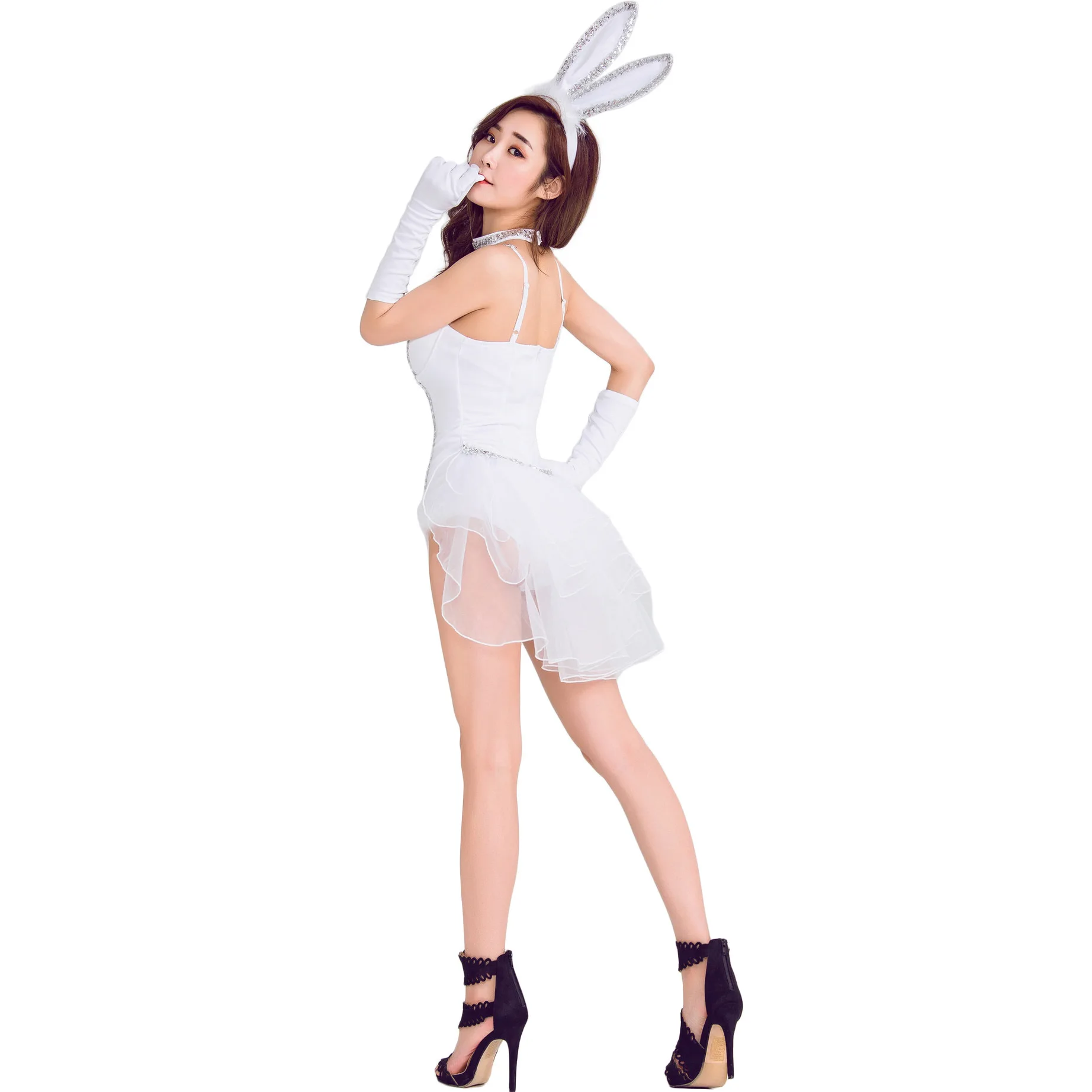 ホワイトセクシーなタキシードバニーガールコスチューム女性のウ - Party Games Bunny のレビューと価格