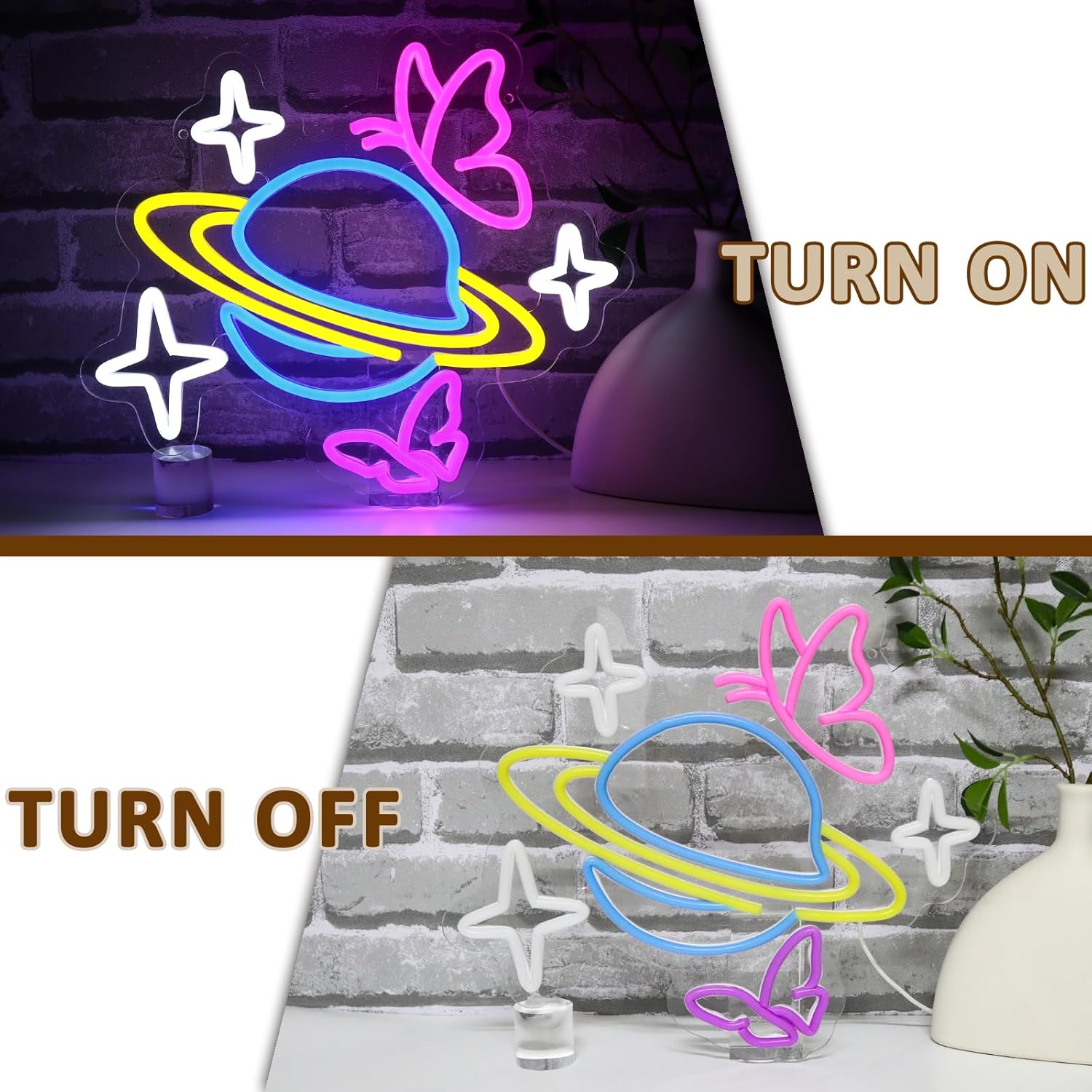 惑星蝶星ネオンサイン調光可能USB LEDウォールライト、趣 - Party Games Shop のレビューと価格