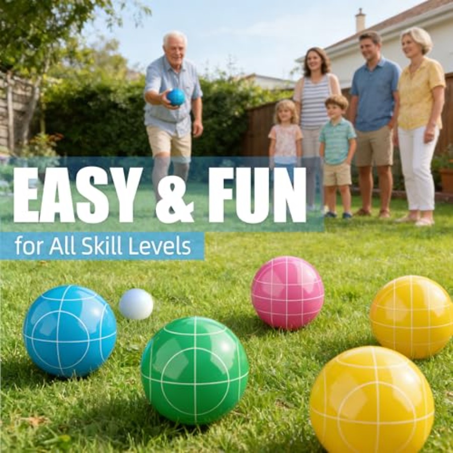 裏庭・ビーチ用ボッチボールセット：丈夫な樹脂製ボール、マルチ - Bocce Ball Lawn のレビューと価格