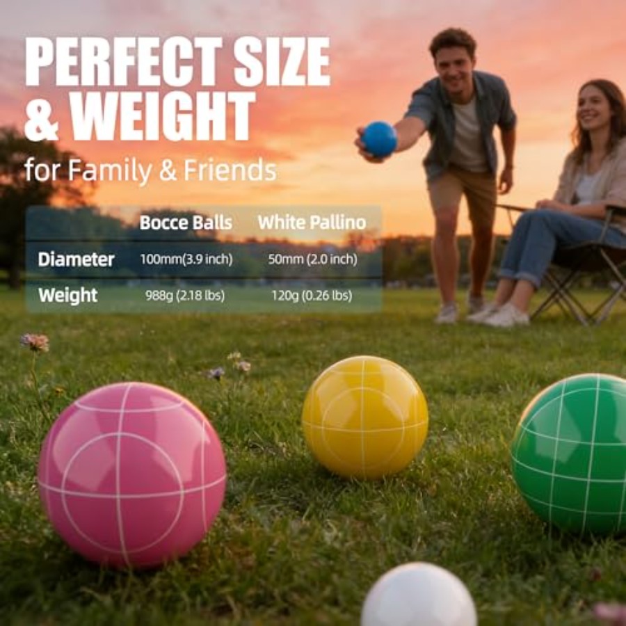 裏庭・ビーチ用ボッチボールセット：丈夫な樹脂製ボール、マルチ - Bocce Ball Lawn のレビューと価格