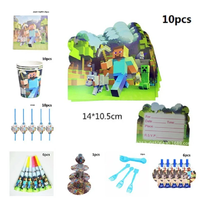 MC ピクセル紙カード Minecrafte 誕生日パーティ - Party Games Minecraft のレビューと価格